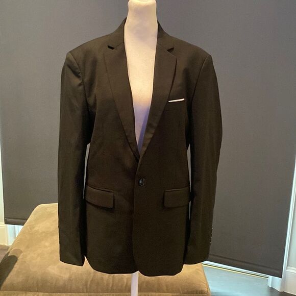 Men’s Black Suit Jacket Blazer One Button Notched Lapel Size 36 NWOT - Picture 1 of 10